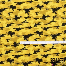 Coupon 3m coton imprimé camouflage ton bleu