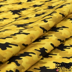 Coupon 3m coton imprimé camouflage ton bleu