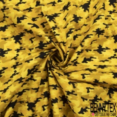Coupon 3m coton imprimé camouflage ton bleu