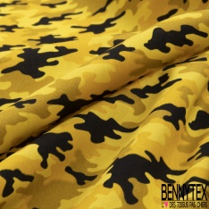 Coupon 3m coton imprimé camouflage ton bleu