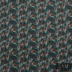 Microfibre imprimé hâchure abstraite picturale multicolore fond jongle sombre