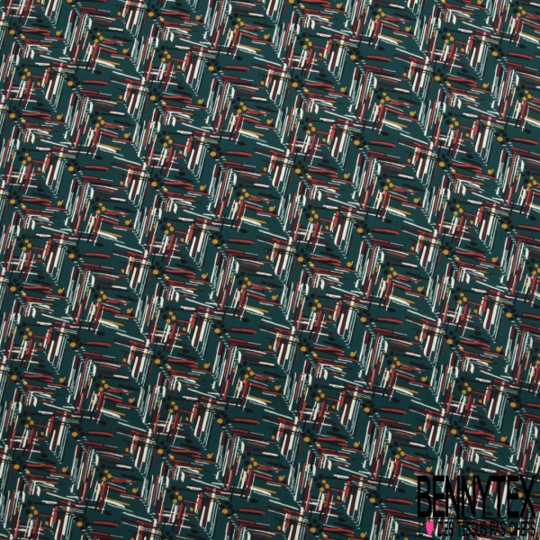 Microfibre imprimé hâchure abstraite picturale multicolore fond jongle sombre