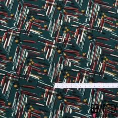Microfibre imprimé hâchure abstraite picturale multicolore fond jongle sombre