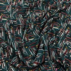 Microfibre imprimé hâchure abstraite picturale multicolore fond jongle sombre