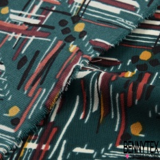 Microfibre imprimé hâchure abstraite picturale multicolore fond jongle sombre