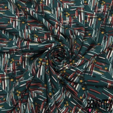 Microfibre imprimé hâchure abstraite picturale multicolore fond jongle sombre