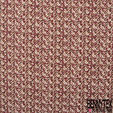 Microfibre façon lin imprimé abstrait style amérindien ton noir choco or de pépite fond blanc