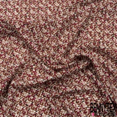 Microfibre façon lin imprimé abstrait style amérindien ton noir choco or de pépite fond blanc