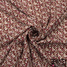 Microfibre façon lin imprimé abstrait style amérindien ton noir choco or de pépite fond blanc