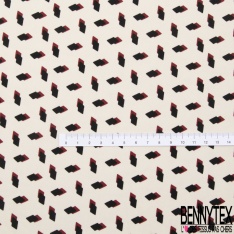 Microfibre imprimé losange 3D crème noir fond bordeaux foncé