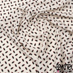 Microfibre imprimé losange 3D crème noir fond bordeaux foncé