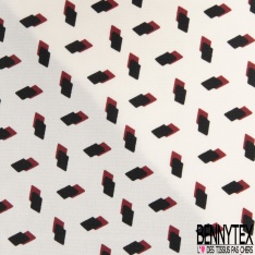 Microfibre imprimé losange 3D crème noir fond bordeaux foncé