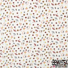 Microfibre imprimé floral ton rouge blanc bleu allégé fond éclipse totale