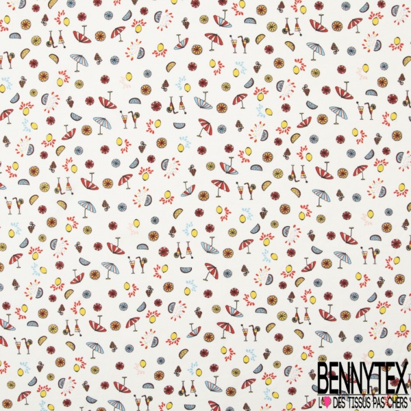Microfibre imprimé floral ton rouge blanc bleu allégé fond éclipse totale