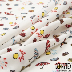 Microfibre imprimé floral ton rouge blanc bleu allégé fond éclipse totale