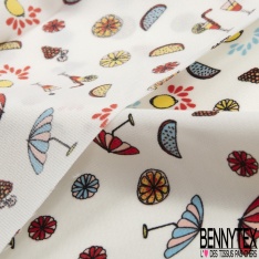 Microfibre imprimé floral ton rouge blanc bleu allégé fond éclipse totale