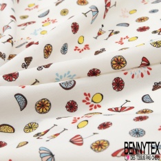 Microfibre imprimé floral ton rouge blanc bleu allégé fond éclipse totale