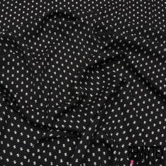 Crêpe polyester imprimé mini tulipe crème fond noir