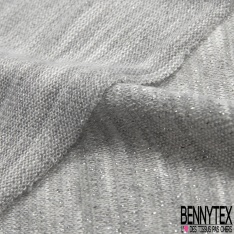 Maille jersey viscose paillette lurex argent fond gris clair