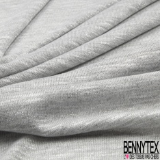 Maille jersey viscose paillette lurex argent fond gris clair
