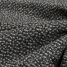 Maille Jacquard léopard noir lurex argent fond écru