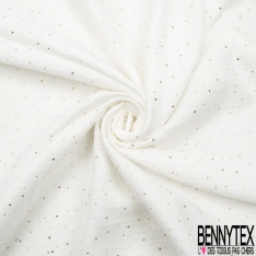 Coton double gaze moutarde relief pois petit et grand mylar or