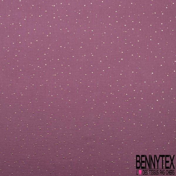 Coton double gaze bleu nuit relief pois petit et grand mylar or