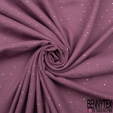 Coton double gaze bleu nuit relief pois petit et grand mylar or