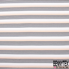 Jersey viscose effet froissé petite fleur estivale marine rouge de mars fond blanc discret petite laize
