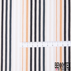 Jersey viscose effet froissé petite fleur estivale marine rouge de mars fond blanc discret petite laize