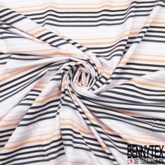 Jersey viscose effet froissé petite fleur estivale marine rouge de mars fond blanc discret petite laize