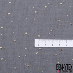 Coton double gaze bleu nuit relief pois petit et grand mylar or
