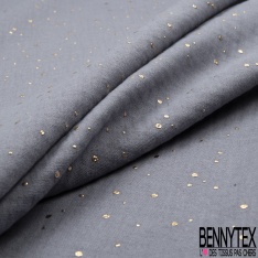 Coton double gaze bleu nuit relief pois petit et grand mylar or