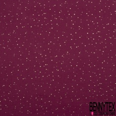 Coton double gaze bordeaux relief pois petit et grand mylar or