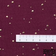 Coton double gaze bordeaux relief pois petit et grand mylar or