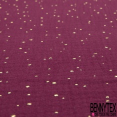 Coton double gaze bordeaux relief pois petit et grand mylar or