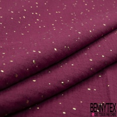 Coton double gaze bordeaux relief pois petit et grand mylar or