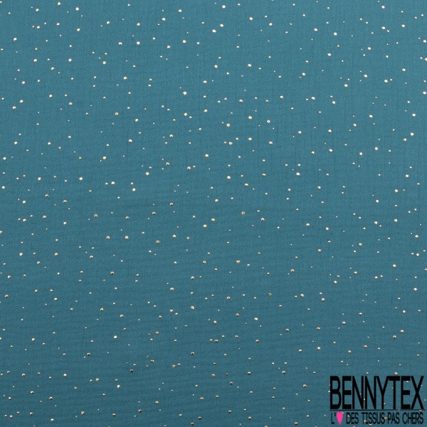 Coton double gaze bordeaux relief pois petit et grand mylar or