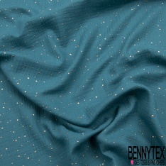 Coton double gaze bordeaux relief pois petit et grand mylar or