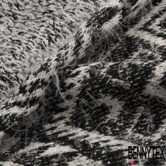 Jacquard coton tissé teint charbon souris lurex bleu roi