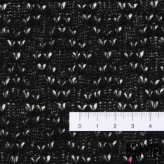 Maille Coton Tricotée Noir Ajourée
