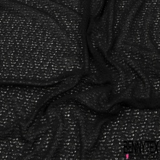 Maille Coton Tricotée Noir Ajourée