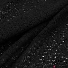Maille Coton Tricotée Noir Ajourée