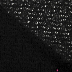 Maille Coton Tricotée Noir Ajourée