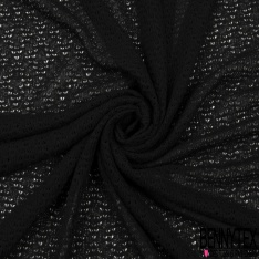 Maille Coton Tricotée Noir Ajourée