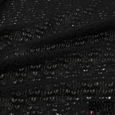 Maille Coton Tricotée Noir Ajourée