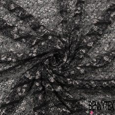 Coupon 3m maille fantaisie tricot rayure horizontale chiné blanc gris noir