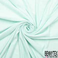 Jersey Tricot Viscose imprimé rayures horizontales camaïeu de Bleu Turquoise Blanc Discret