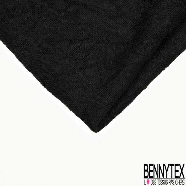 Coupon 3m maille jersey tricot effet chiné noir et blanc