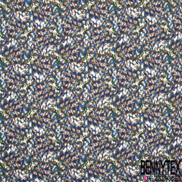 Fibranne viscose imprimé pois noir palmier rouge fond blanc